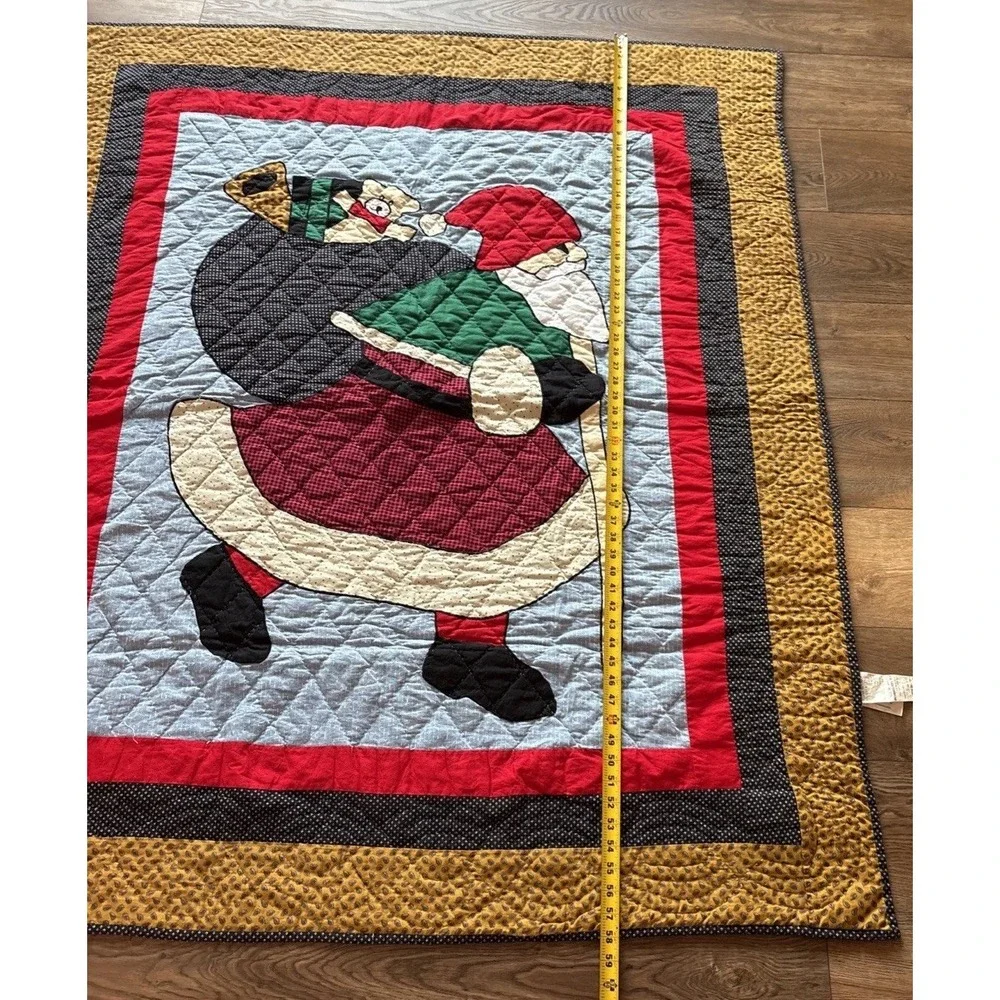 Vintage Christmas Santa Quilted Curtain Panel / Blanket Santa Present‎ Bag